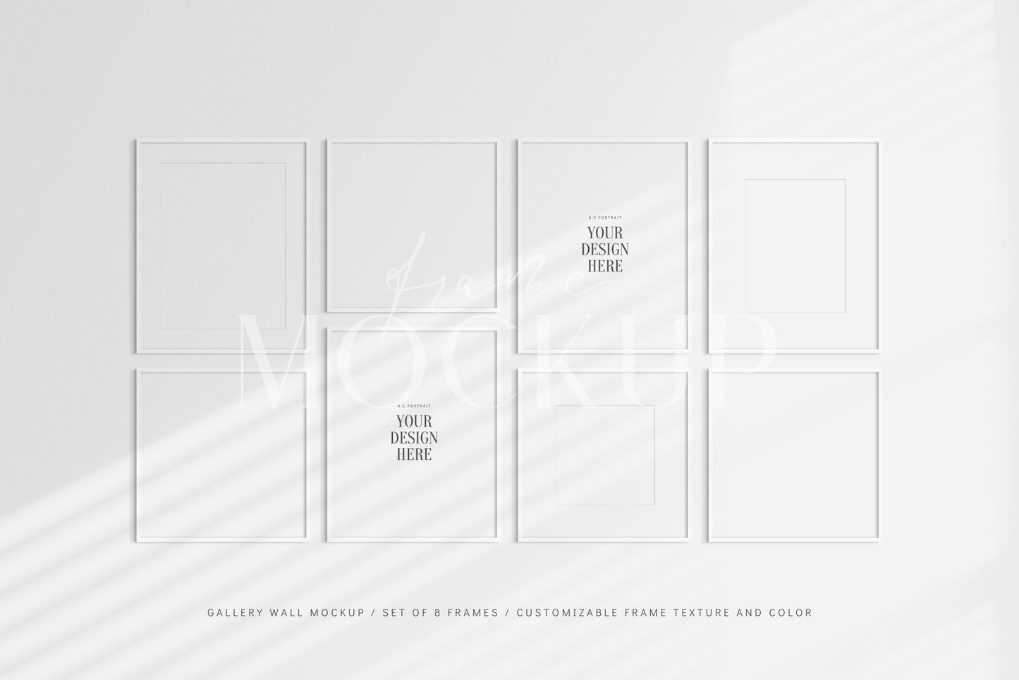 Gallery Wall Mockup | Frame Mockup Set of 8 Frames | Wall Art Mockup | PSD Template