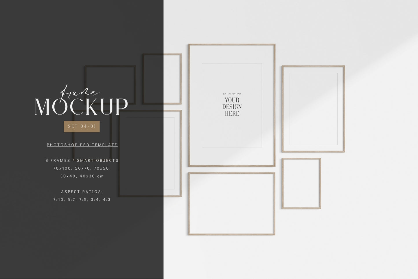 Gallery Wall Mockup | Frame Mockup Set of 8 Frames | Wall Art Mockup | PSD Template