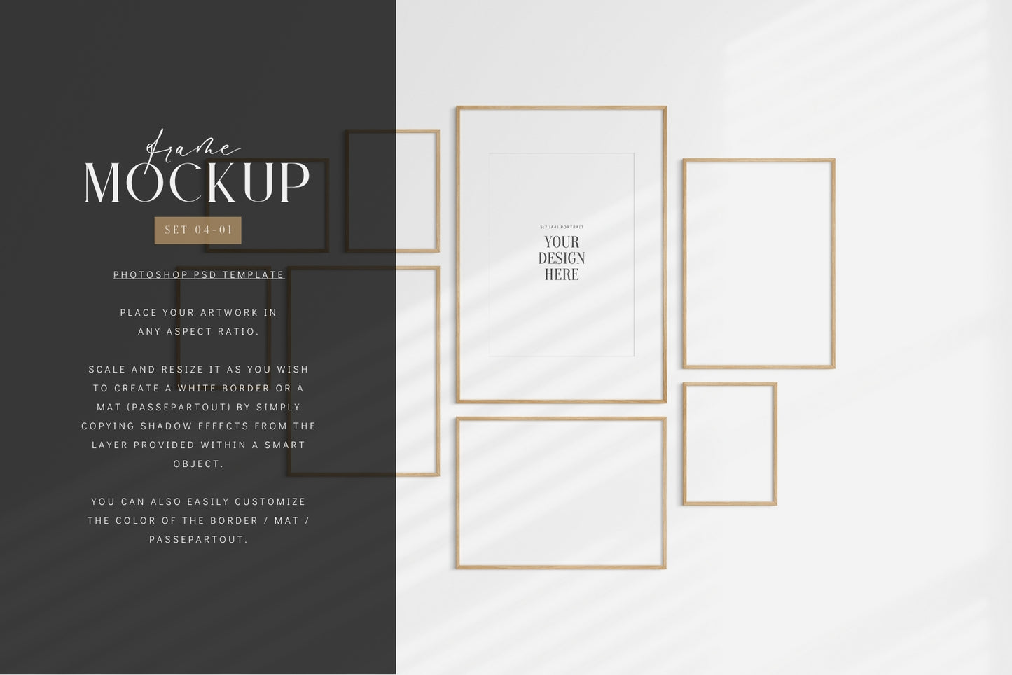 Gallery Wall Mockup | Frame Mockup Set of 8 Frames | Wall Art Mockup | PSD Template