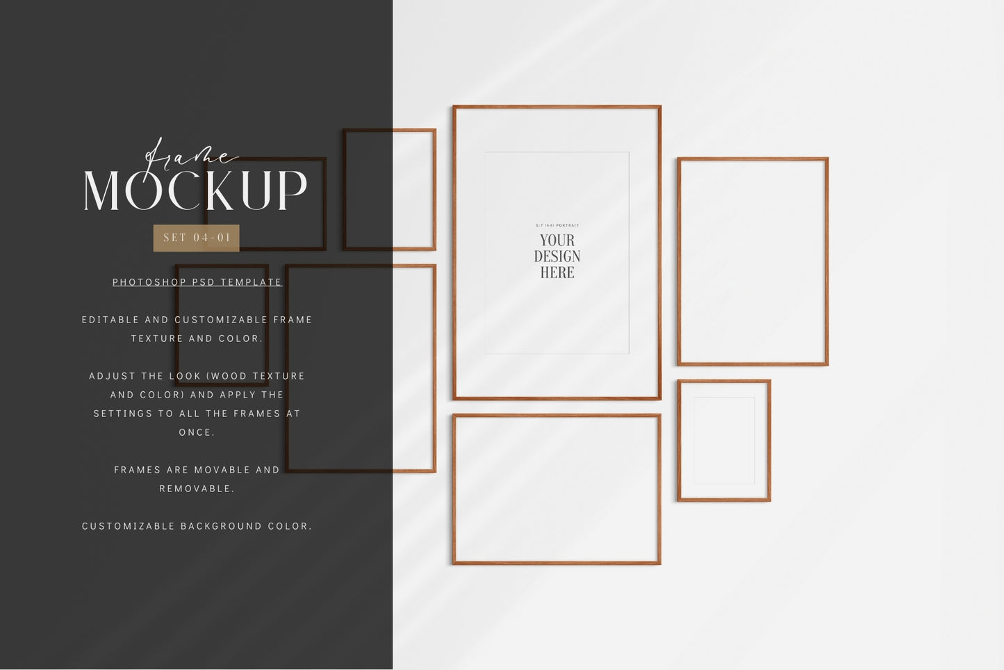 Gallery Wall Mockup | Frame Mockup Set of 8 Frames | Wall Art Mockup | PSD Template