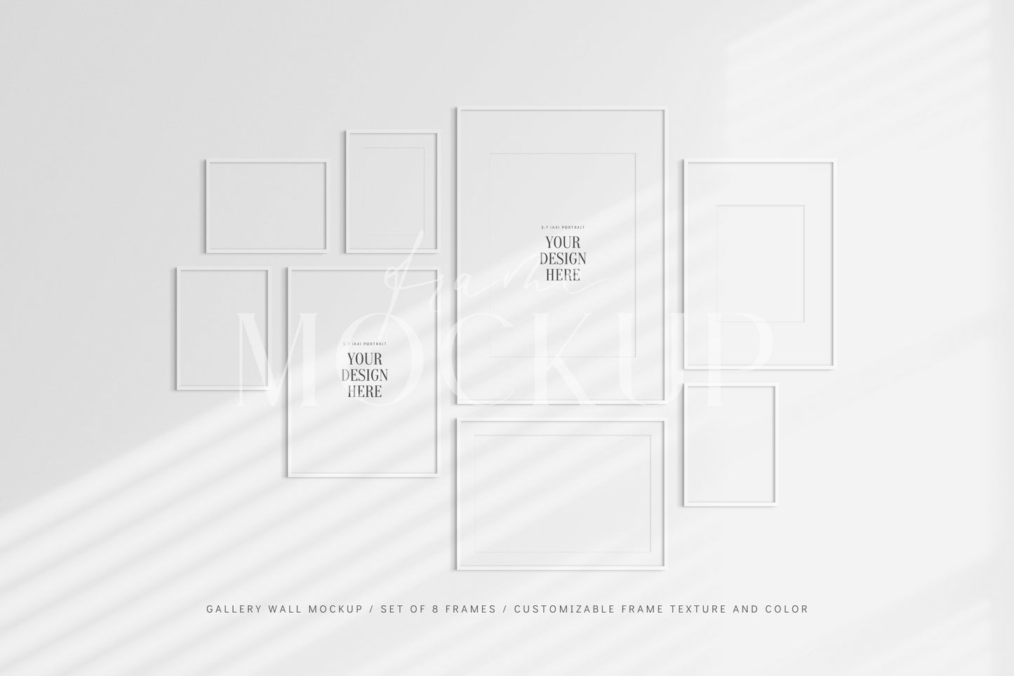 Gallery Wall Mockup | Frame Mockup Set of 8 Frames | Wall Art Mockup | PSD Template