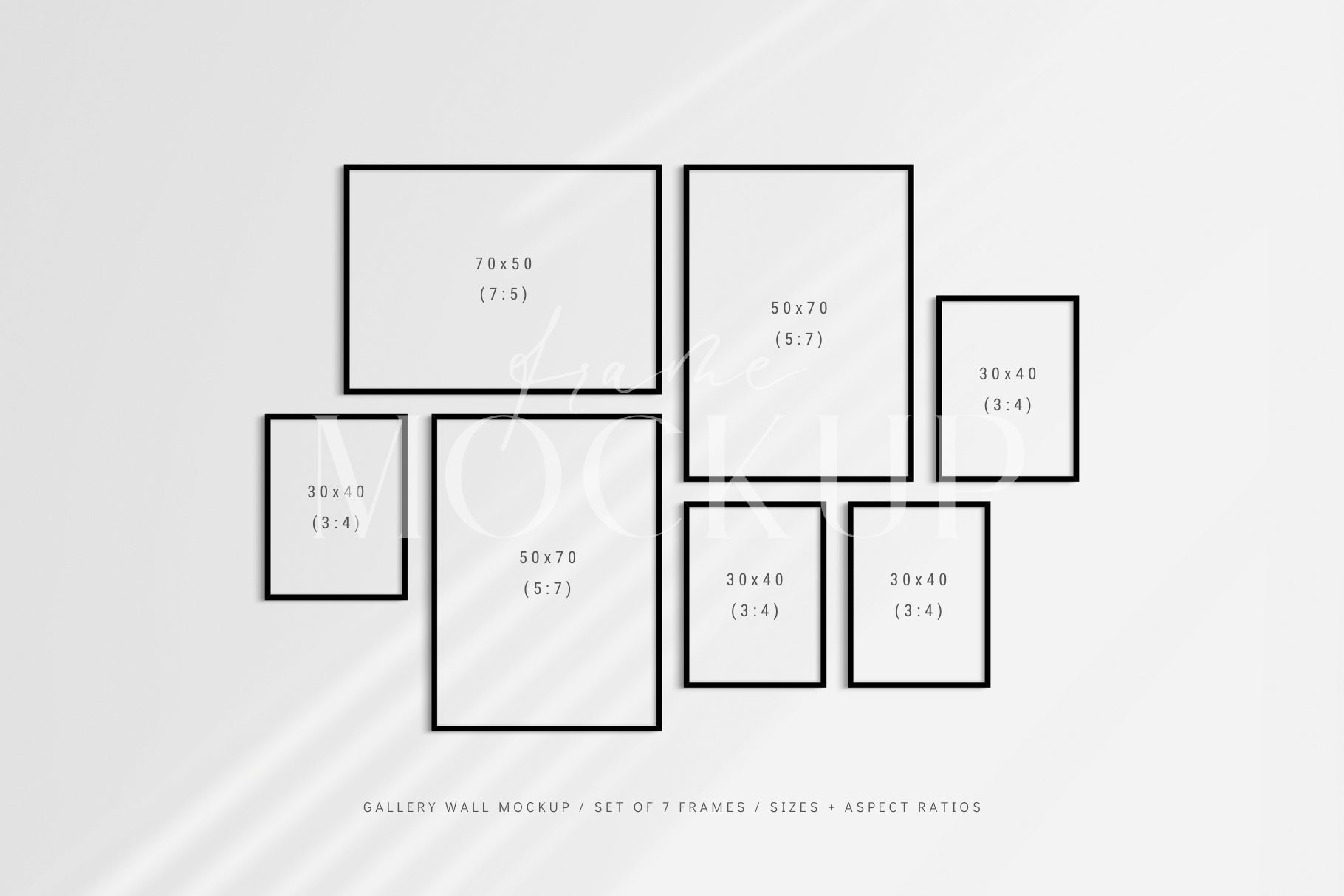 Gallery Wall Mockup | Frame Mockup Set of 7 Frames | Wall Art Mockup | PSD Template
