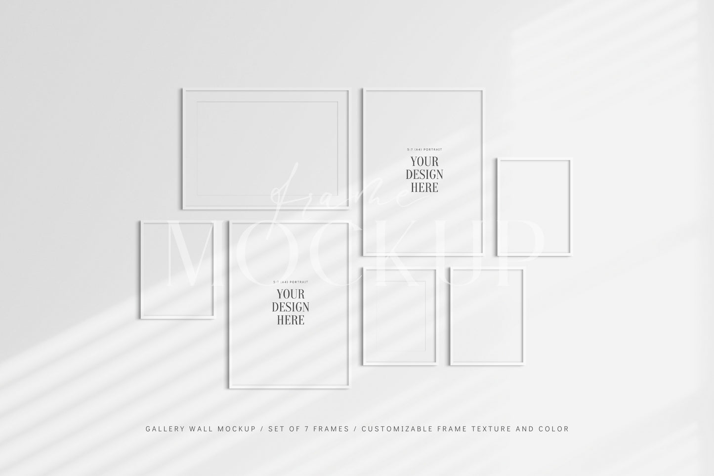 Gallery Wall Mockup | Frame Mockup Set of 7 Frames | Wall Art Mockup | PSD Template
