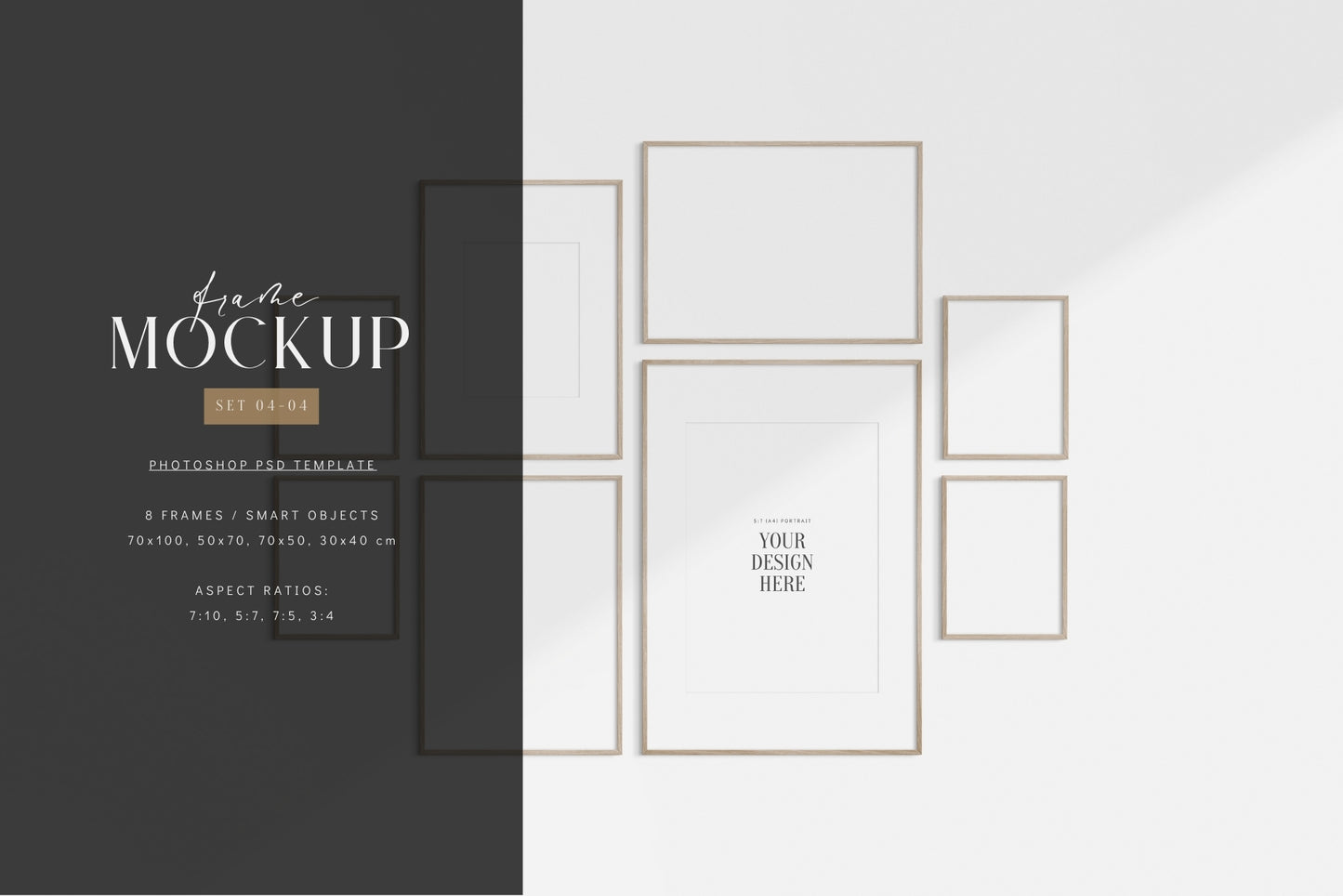 Gallery Wall Mockup | Frame Mockup Set of 8 Frames | Wall Art Mockup | PSD Template