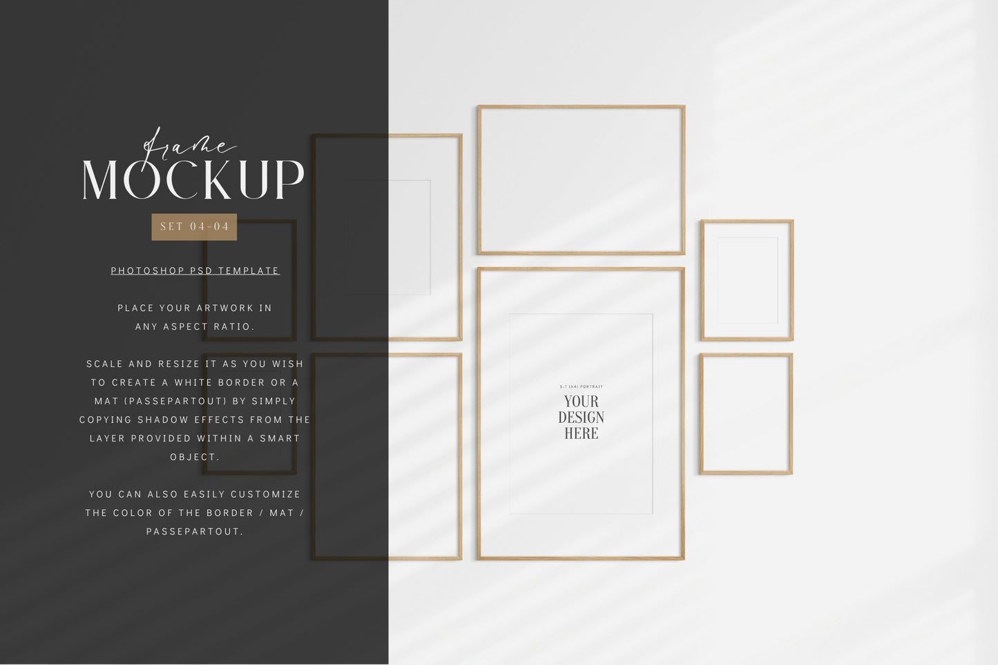 Gallery Wall Mockup | Frame Mockup Set of 8 Frames | Wall Art Mockup | PSD Template