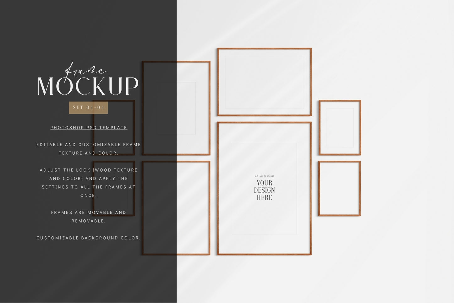 Gallery Wall Mockup | Frame Mockup Set of 8 Frames | Wall Art Mockup | PSD Template