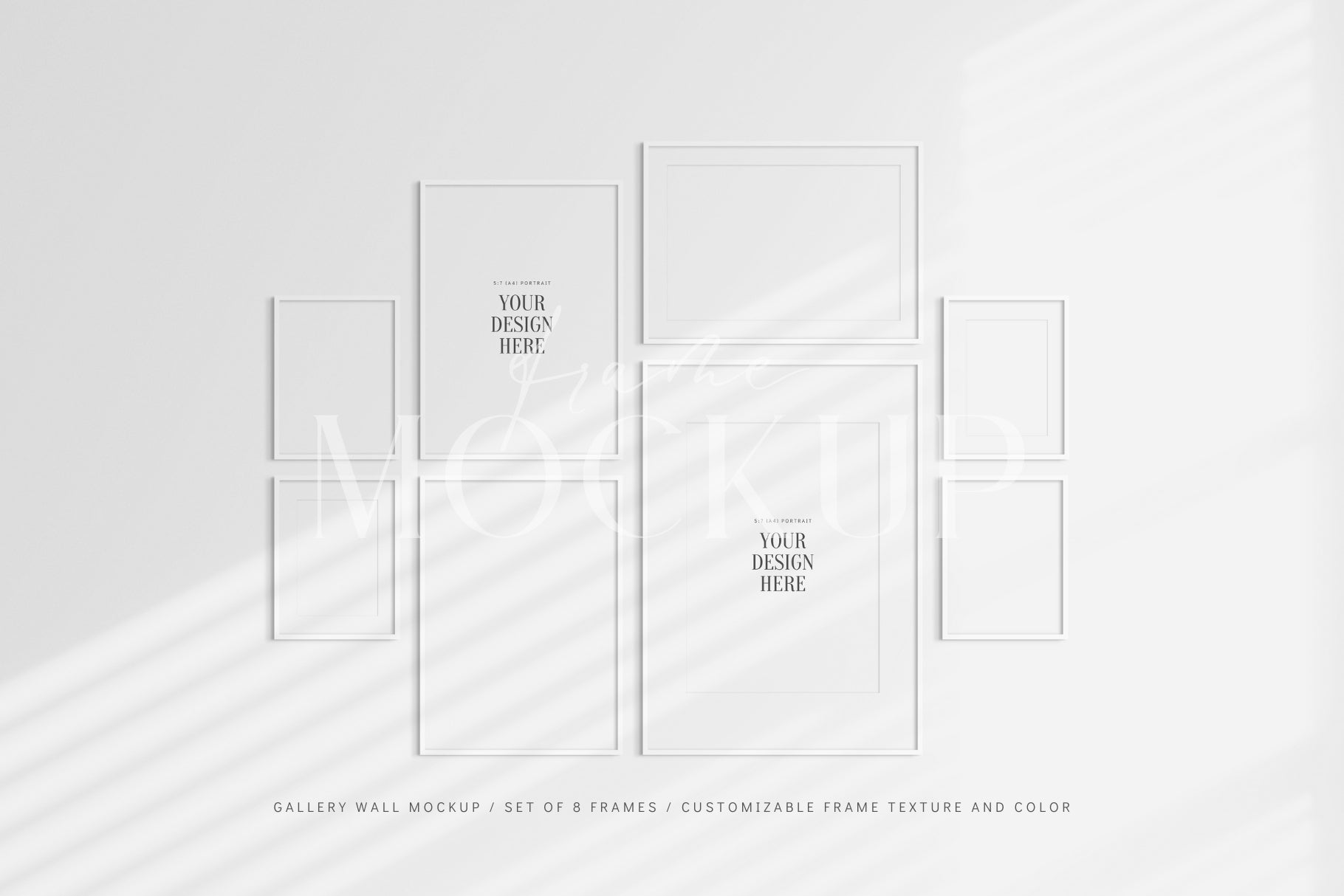 Gallery Wall Mockup | Frame Mockup Set of 8 Frames | Wall Art Mockup | PSD Template
