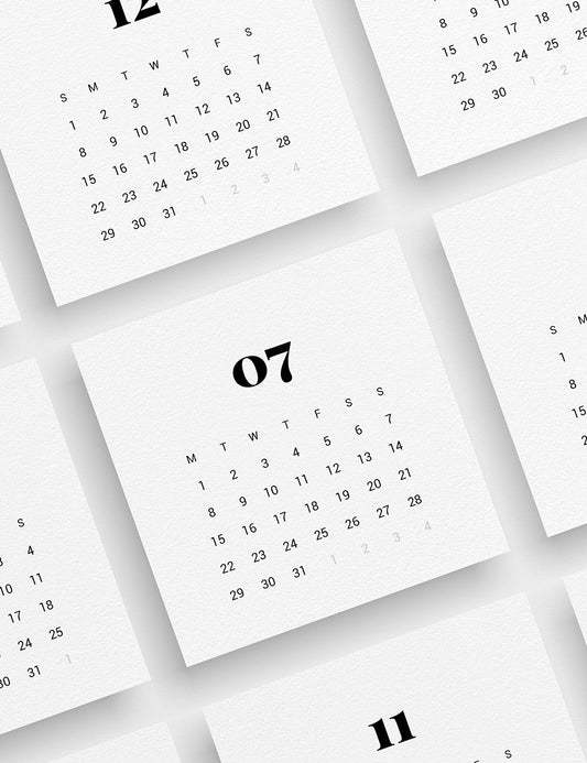 2024 Calendar | 3x3 | 2x2 | Printable Journaling & Planner Cards | Printable Mini Calendar 2024 | Bujo Calendar 2024 | Minimal Aesthetic | Clean Design | Monday Start + Sunday Start | PDF + JPEG | 01