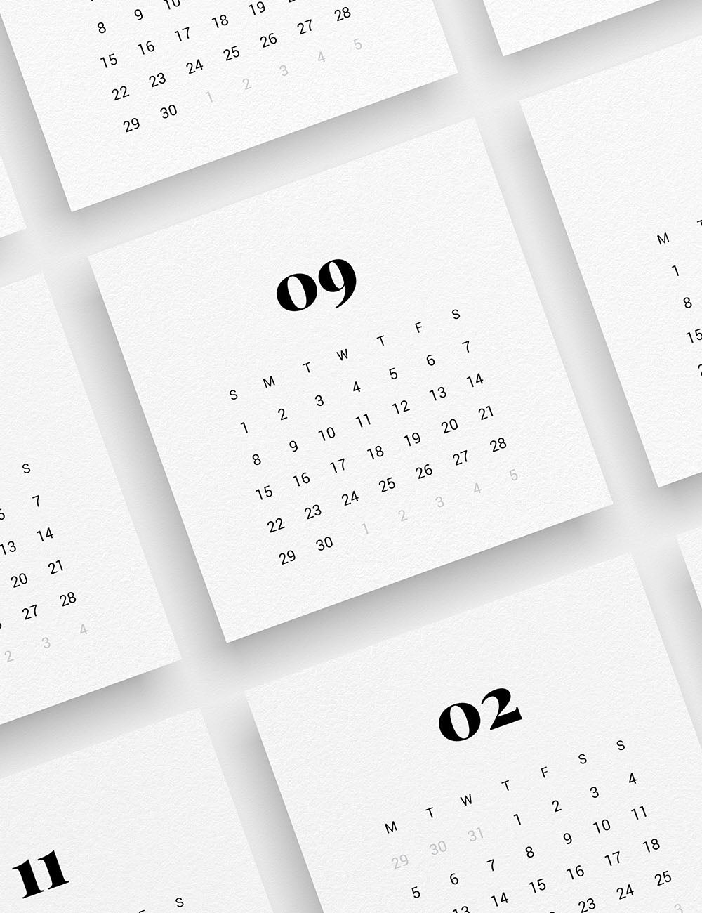 2024 Calendar | 3x3 | 2x2 | Printable Journaling & Planner Cards | Printable Mini Calendar 2024 | Bujo Calendar 2024 | Minimal Aesthetic | Clean Design | Monday Start + Sunday Start | PDF + JPEG | 01