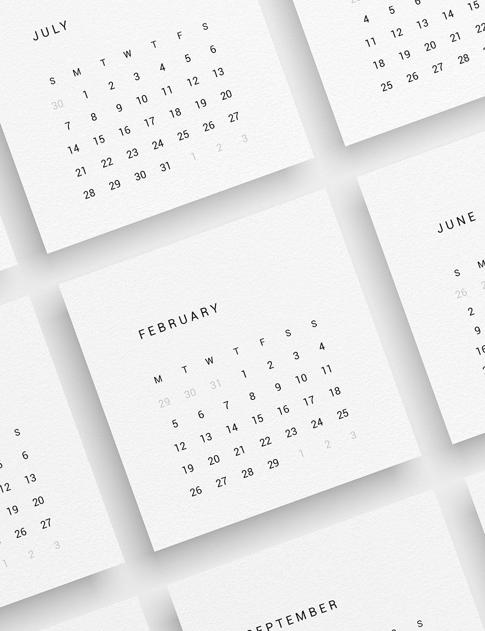 2024 Calendar | 3x3 | 2x2 | Printable Journaling & Planner Cards | Printable Mini Calendar 2024 | Bujo Calendar 2024 | Minimal Aesthetic | Clean Design | Monday Start + Sunday Start | PDF + JPEG | 03