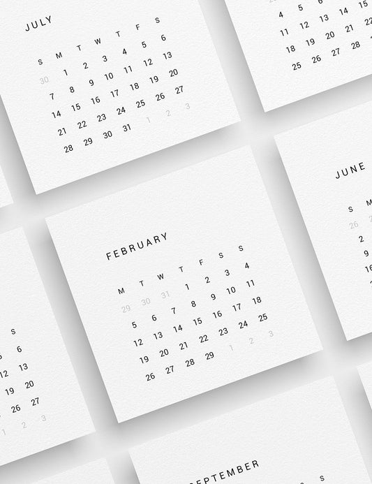 2024 Calendar | 3x3 | 2x2 | Printable Journaling & Planner Cards | Printable Mini Calendar 2024 | Bujo Calendar 2024 | Minimal Aesthetic | Clean Design | Monday Start + Sunday Start | PDF + JPEG | 03