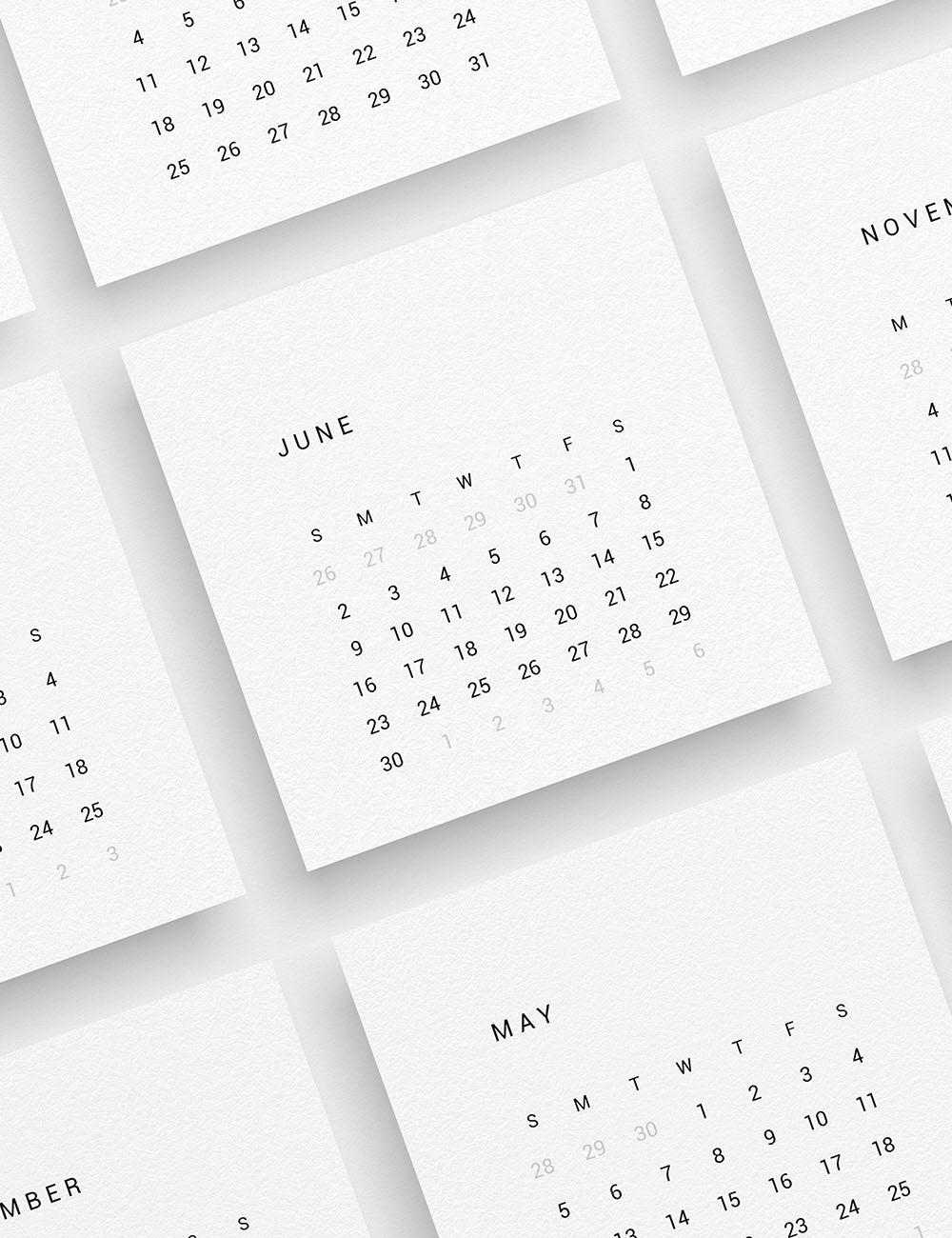 2024 Calendar | 3x3 | 2x2 | Printable Journaling & Planner Cards | Printable Mini Calendar 2024 | Bujo Calendar 2024 | Minimal Aesthetic | Clean Design | Monday Start + Sunday Start | PDF + JPEG | 03