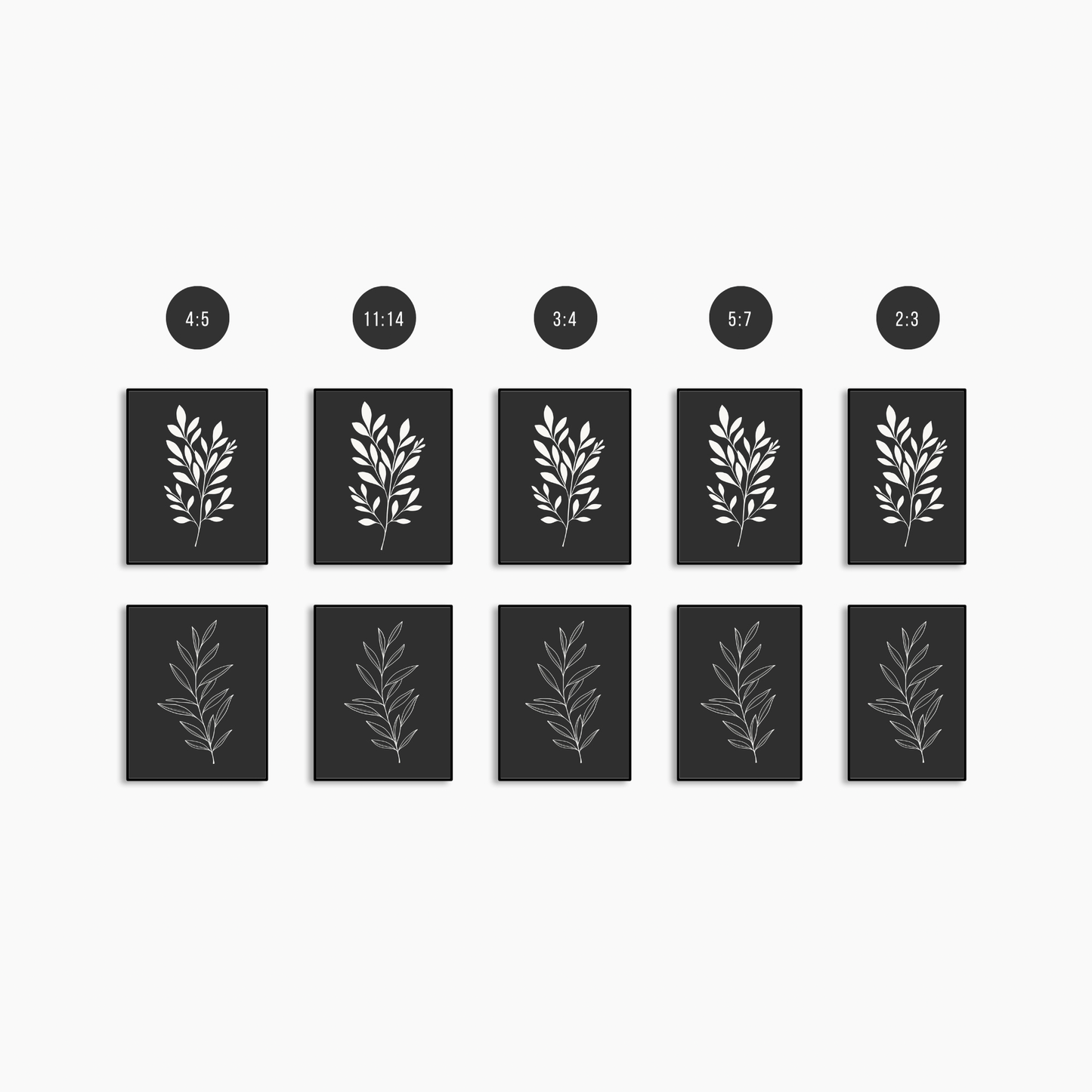 BOTANICAL WALL ART. NEUTRAL LEAF ART SET OF 2 PRINTS. Printable Wall Art Illustration.