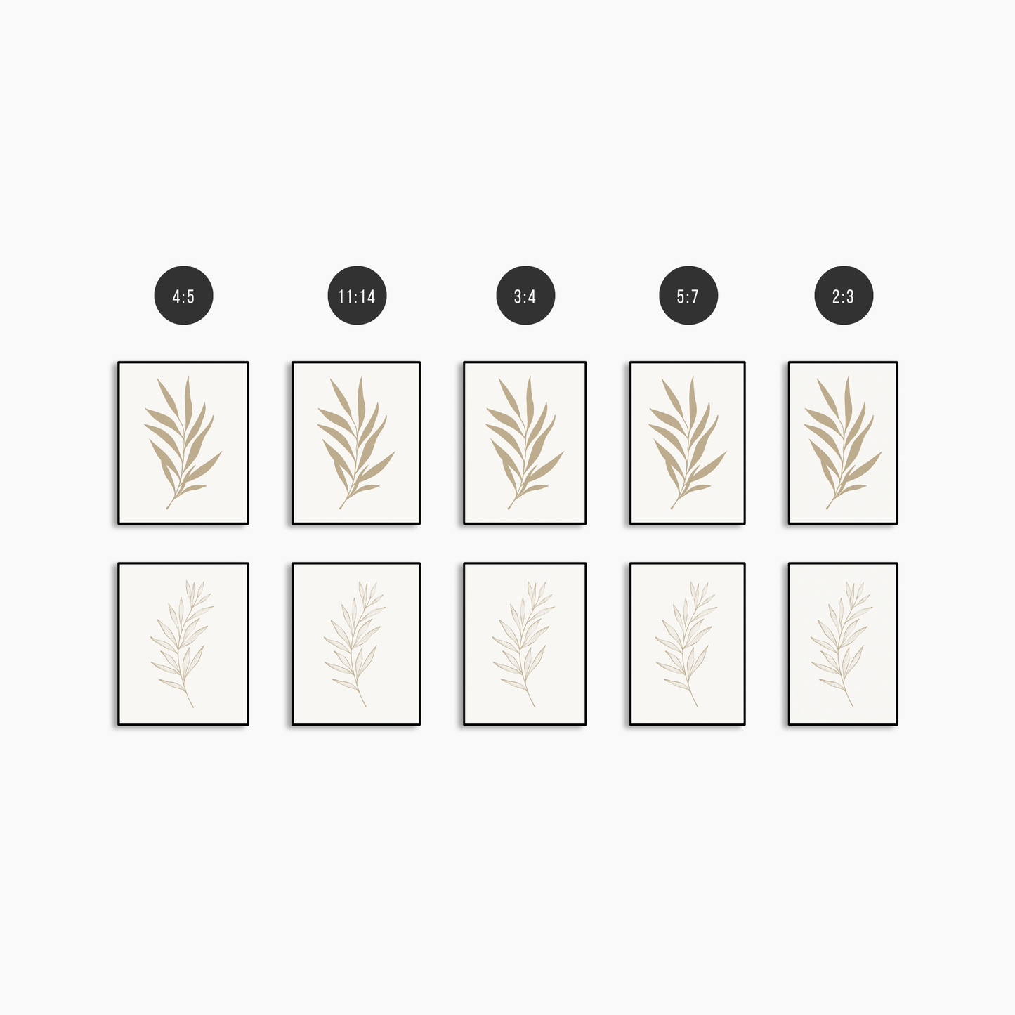 BOTANICAL WALL ART. NEUTRAL LEAF ART SET OF 2 PRINTS. Printable Wall Art Illustration.