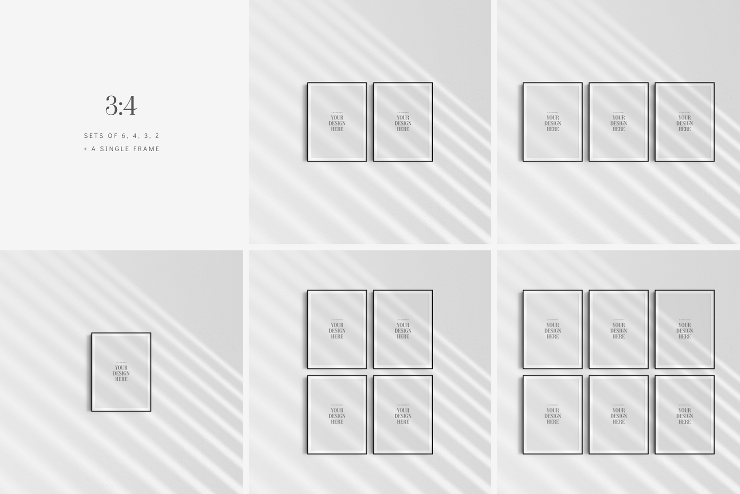 Frame Mockup BUNDLE 3:4 Portrait | Gallery Wall Mockups | Frame Mockup Sets | PSD