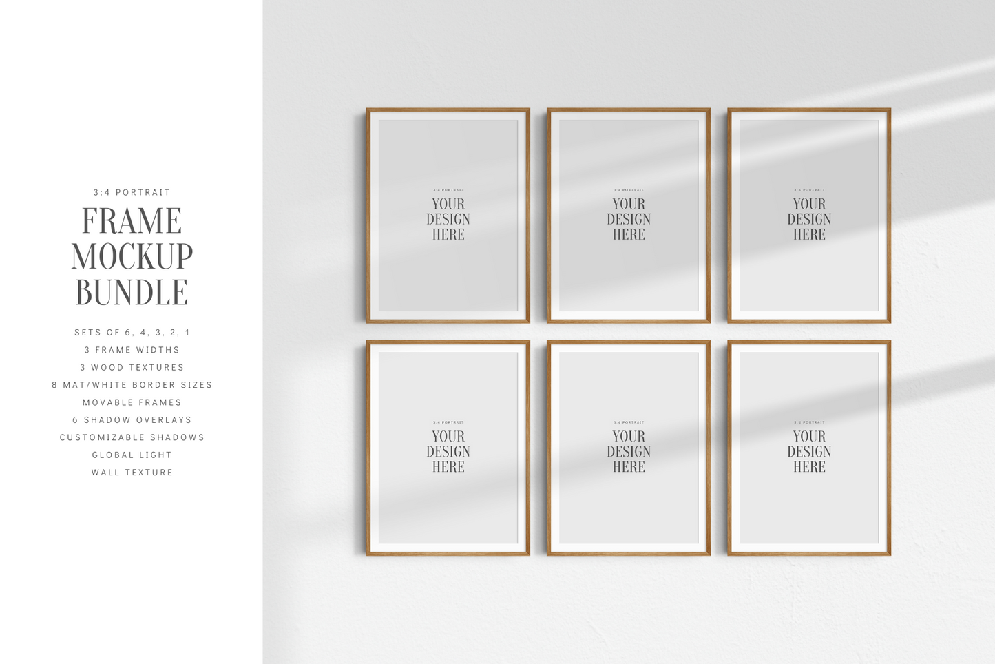 Frame Mockup BUNDLE 3:4 Portrait | Gallery Wall Mockups | Frame Mockup Sets | PSD