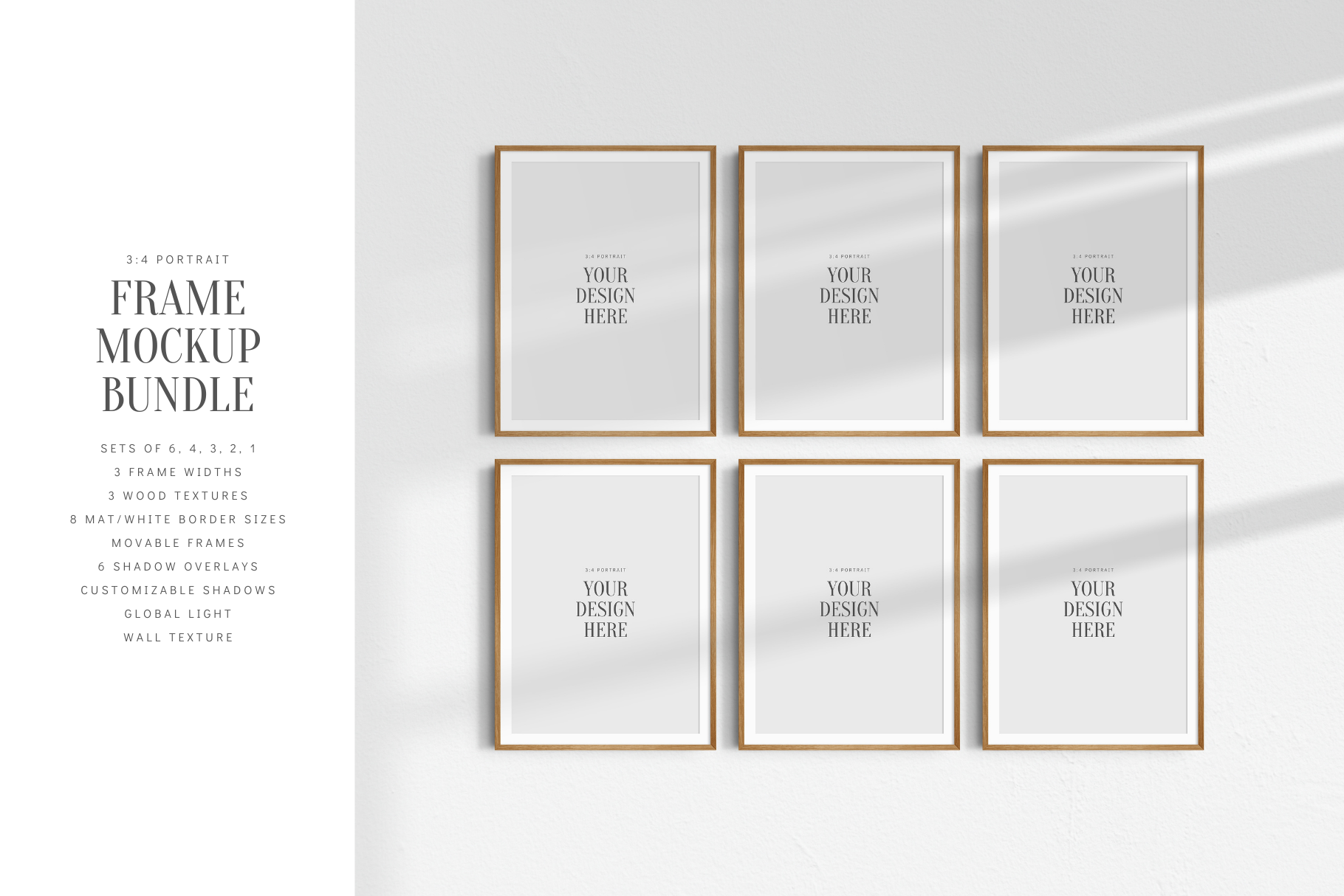 Frame Mockup BUNDLE 3:4 Portrait | Gallery Wall Mockups | Frame Mockup Sets | PSD