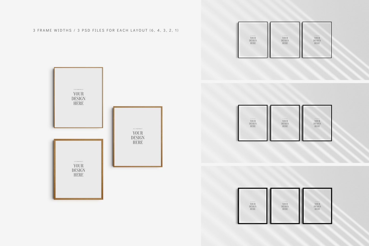 Frame Mockup BUNDLE 4:5 Portrait | Gallery Wall Mockups | Frame Mockup Sets | PSD