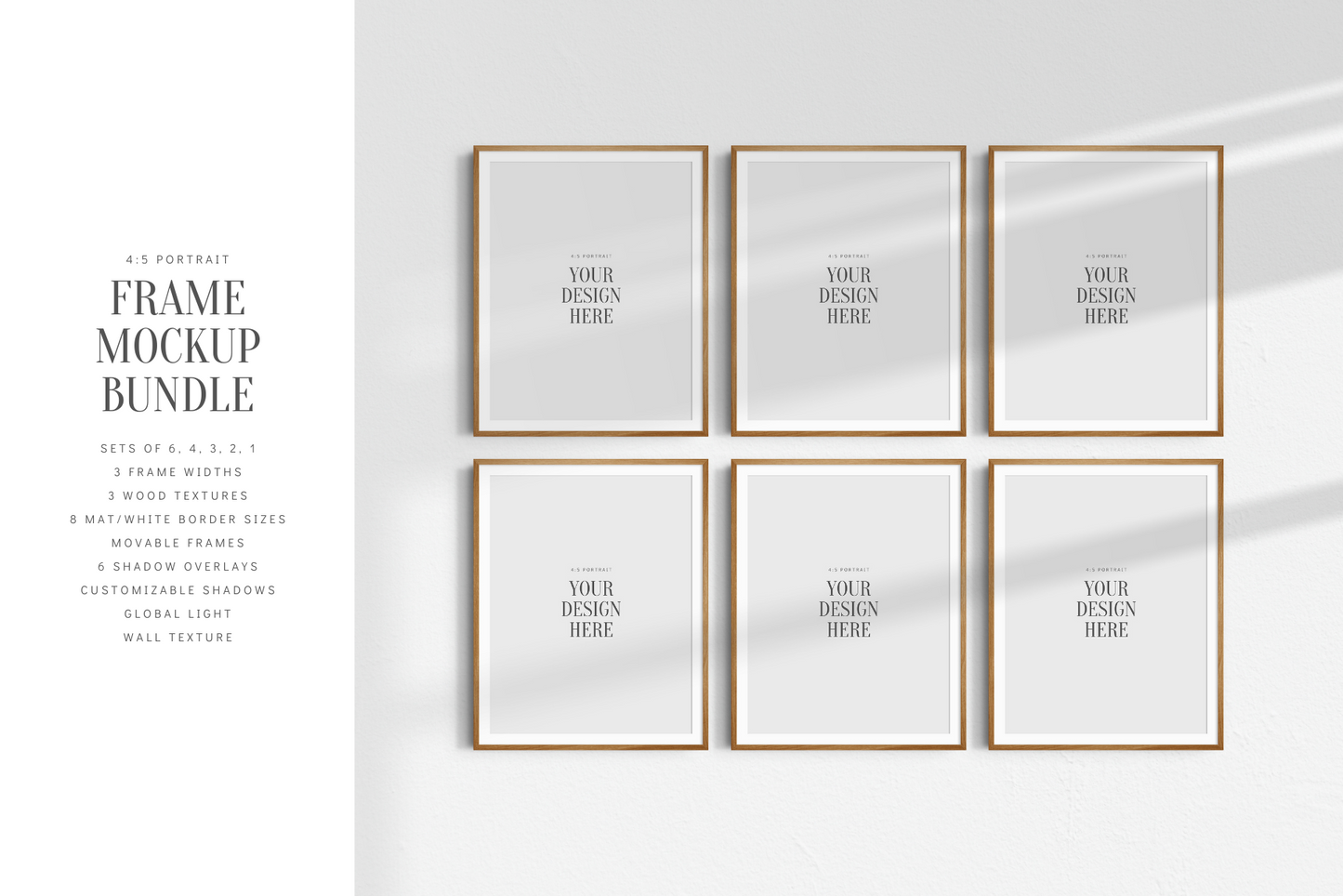 Frame Mockup BUNDLE 4:5 Portrait | Gallery Wall Mockups | Frame Mockup Sets | PSD