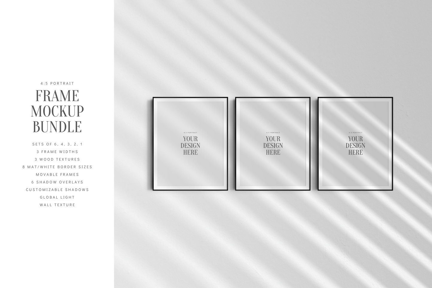Frame Mockup BUNDLE 4:5 Portrait | Gallery Wall Mockups | Frame Mockup Sets | PSD