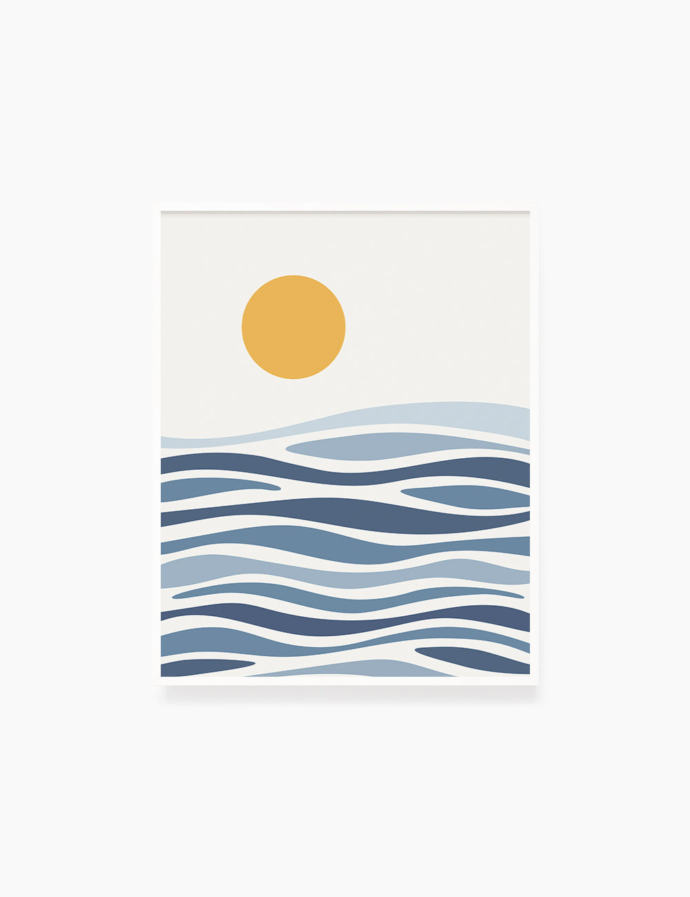 SUN OVER THE BLUE OCEAN WAVES. BOHO ART. Minimalist. Abstract. Printable Wall Art Illustration. - PAPER MOON Art & Design