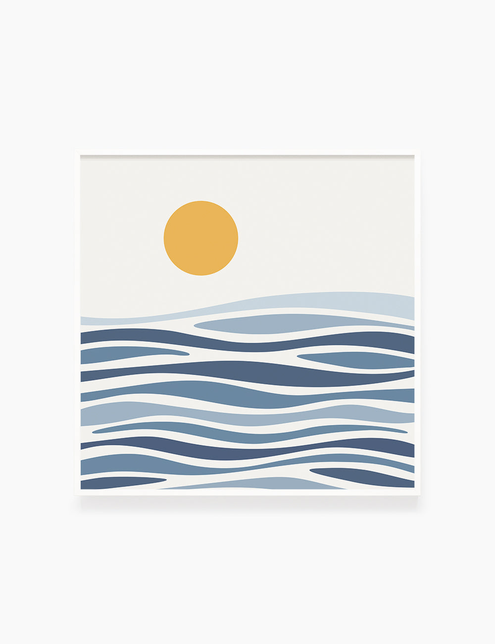 SUN OVER THE BLUE OCEAN WAVES. BOHO ART. Minimalist. Abstract. Printable Wall Art Illustration. - PAPER MOON Art & Design