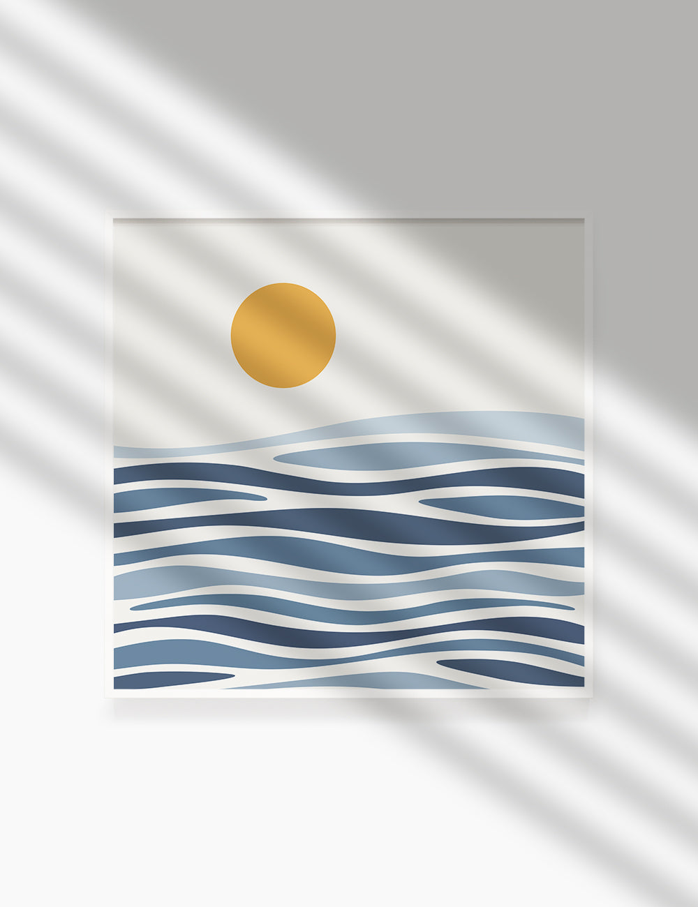 SUN OVER THE BLUE OCEAN WAVES. BOHO ART. Minimalist. Abstract. Printable Wall Art Illustration. - PAPER MOON Art & Design