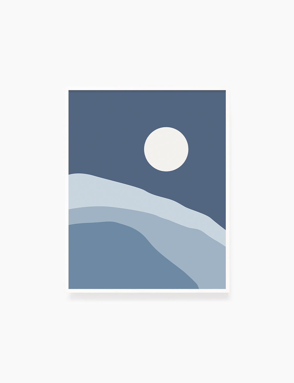 FULL MOON OVER THE BLUE OCEAN LANDSCAPE. Boho Art. Minimalist. Abstract. Printable Wall Art Illustration. - PAPER MOON Art & Design