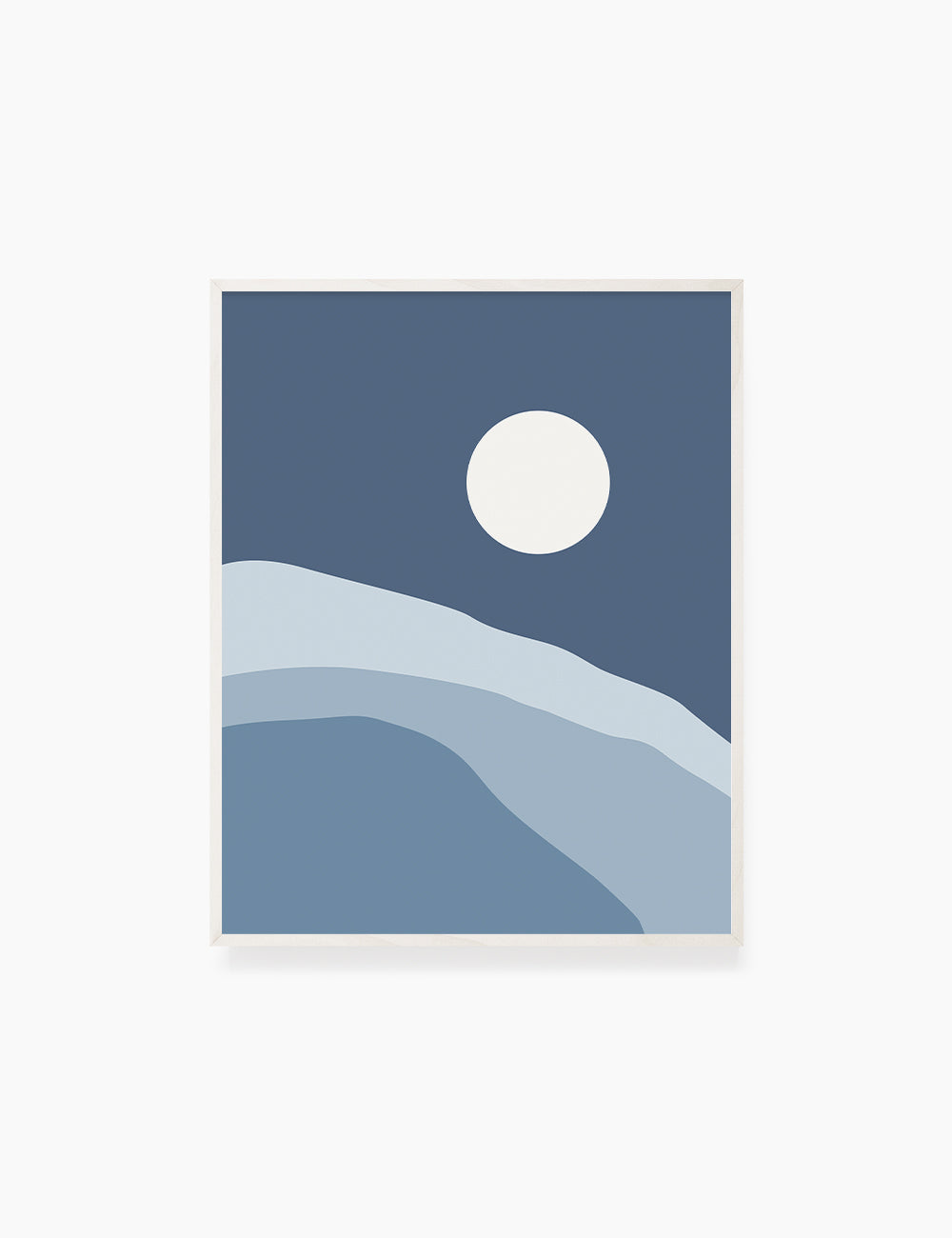 FULL MOON OVER THE BLUE OCEAN LANDSCAPE. Boho Art. Minimalist. Abstract. Printable Wall Art Illustration. - PAPER MOON Art & Design