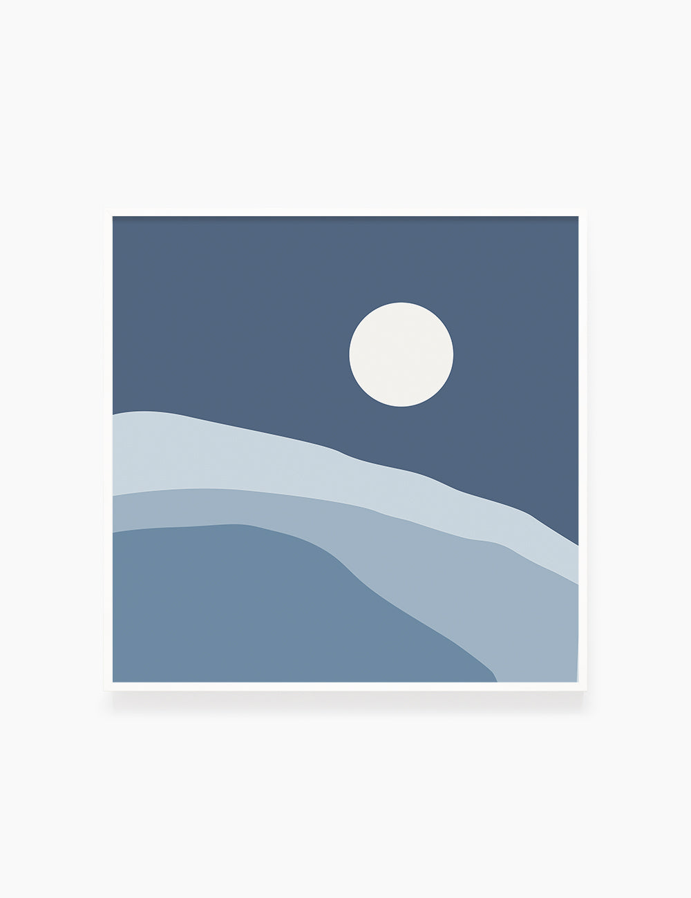 FULL MOON OVER THE BLUE OCEAN LANDSCAPE. Boho Art. Minimalist. Abstract. Printable Wall Art Illustration. - PAPER MOON Art & Design