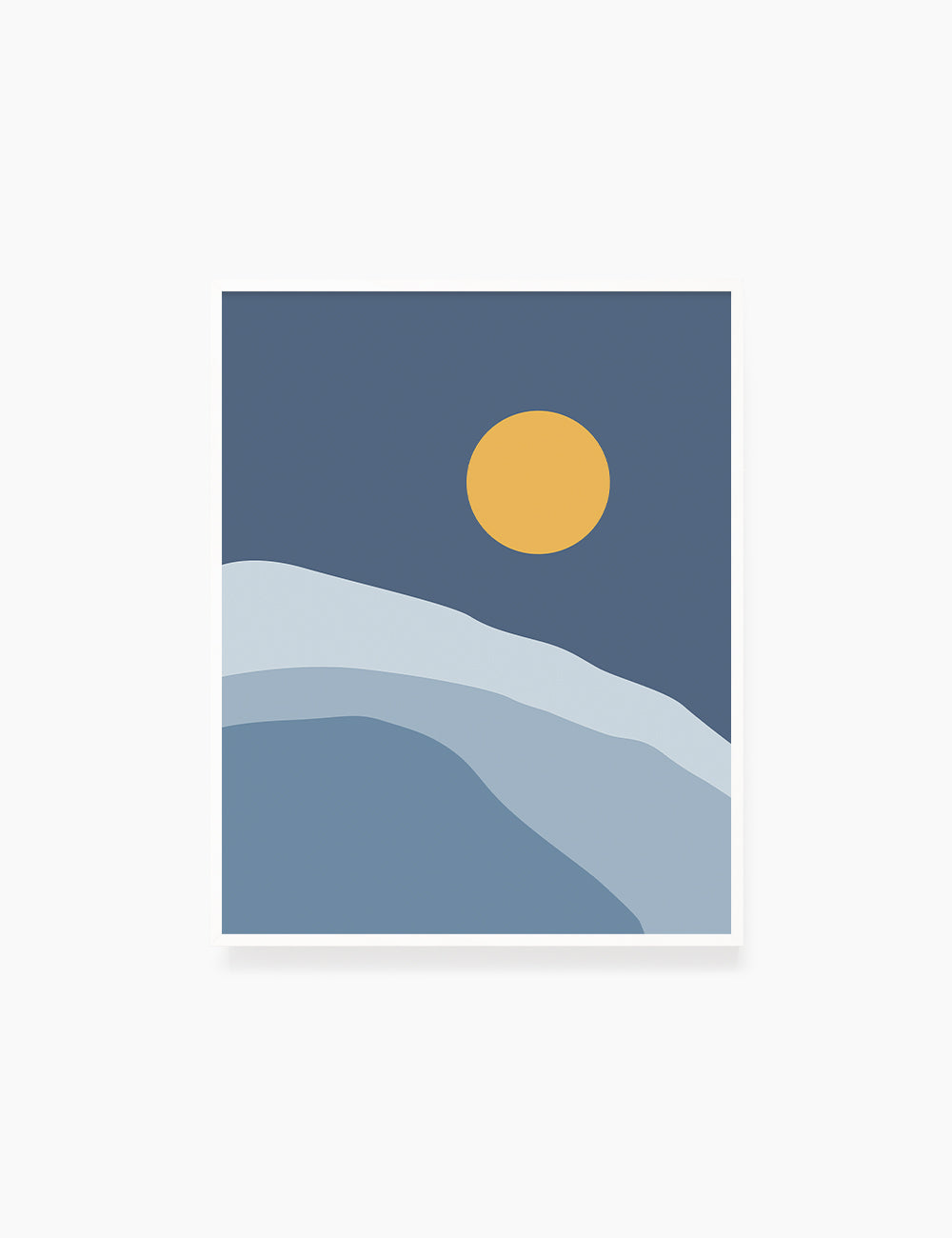 FULL MOON OVER THE BLUE OCEAN LANDSCAPE. BOHO ART. Minimalist. Abstract. Printable Wall Art Illustration. - PAPER MOON Art & Design