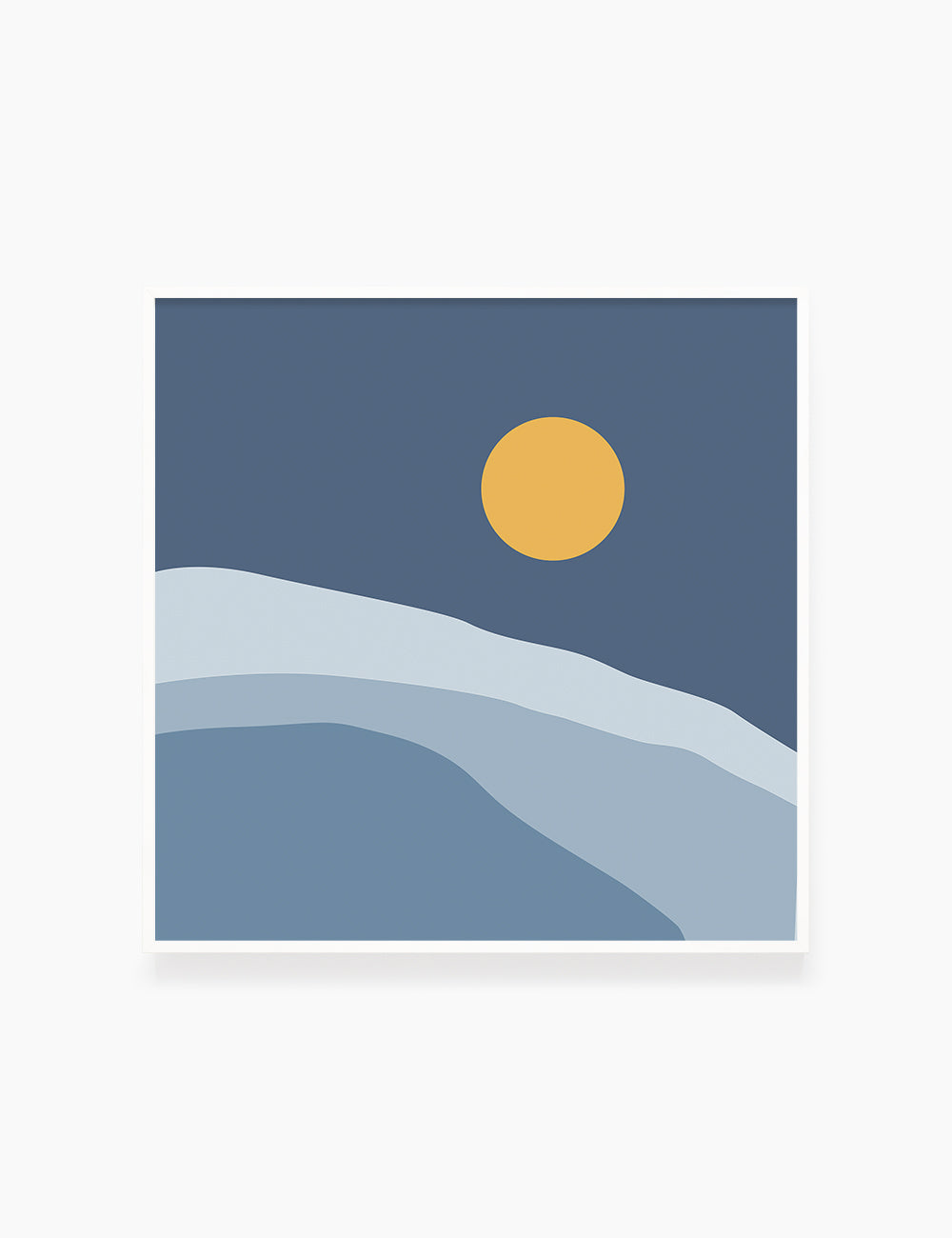 FULL MOON OVER THE BLUE OCEAN LANDSCAPE. BOHO ART. Minimalist. Abstract. Printable Wall Art Illustration. - PAPER MOON Art & Design