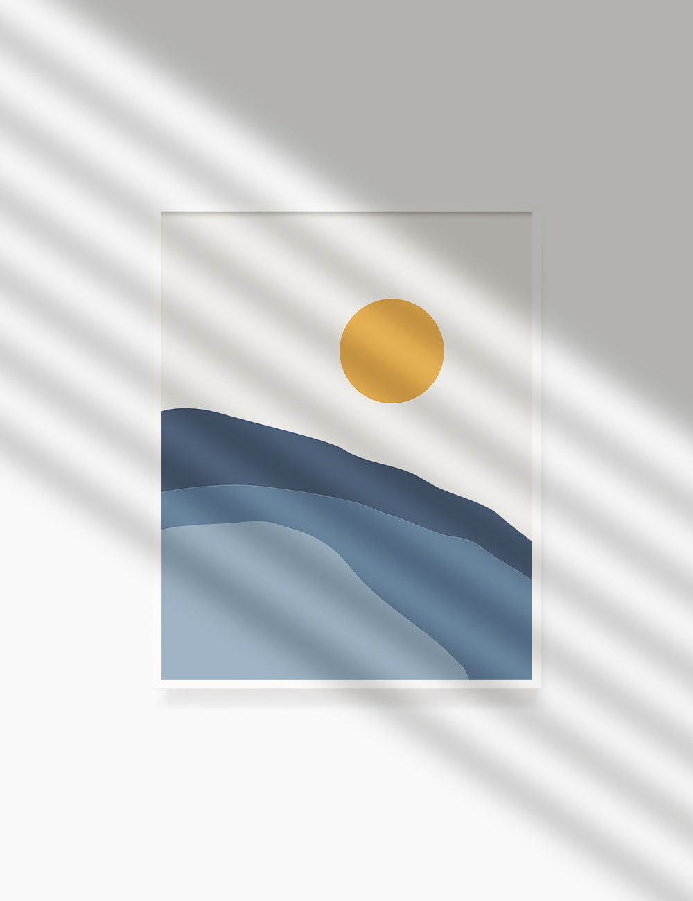 SUN OVER THE BLUE OCEAN LANDSCAPE. BOHO ART. Minimalist. Abstract. Printable Wall Art Illustration. - PAPER MOON Art & Design