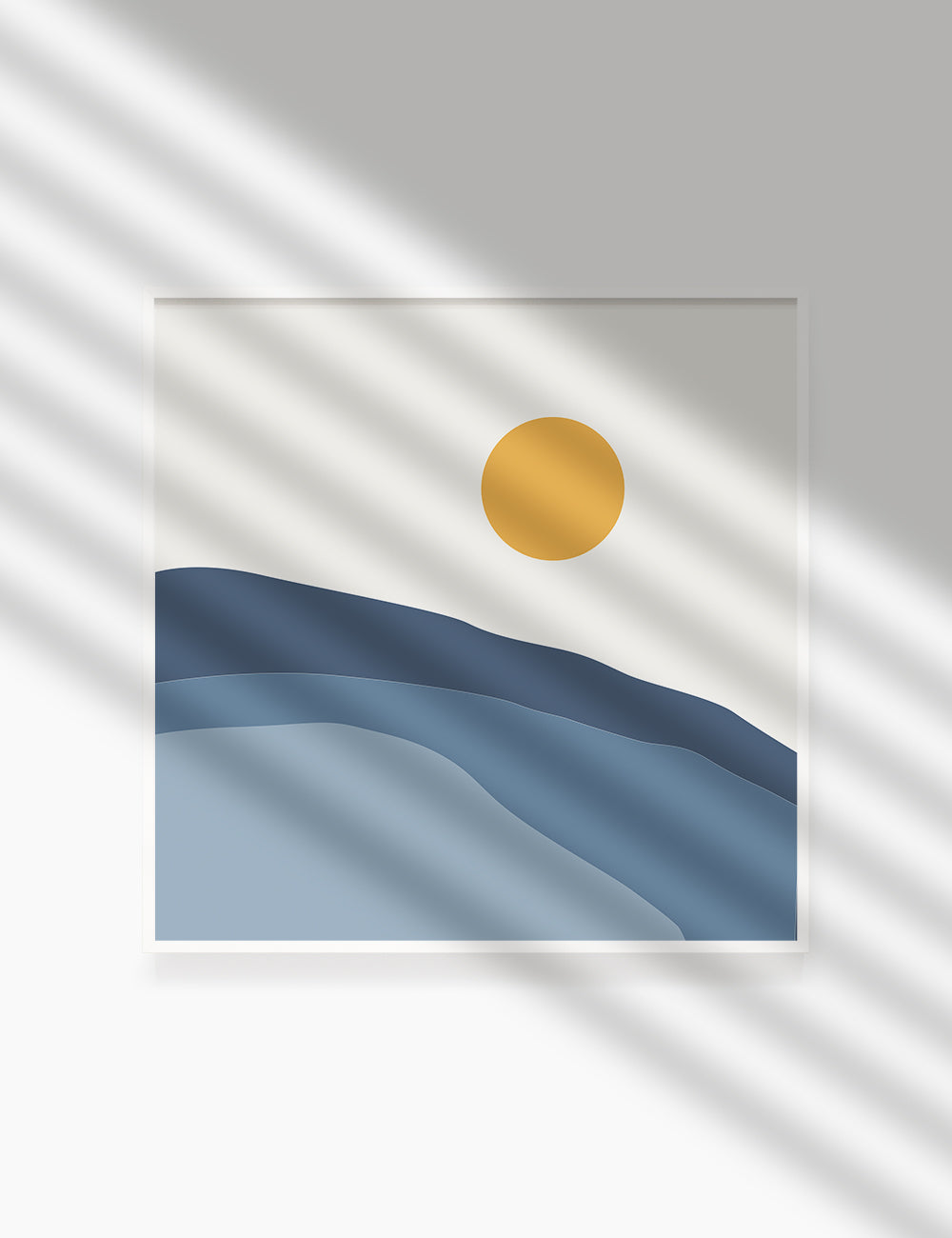 SUN OVER THE BLUE OCEAN LANDSCAPE. BOHO ART. Minimalist. Abstract. Printable Wall Art Illustration. - PAPER MOON Art & Design