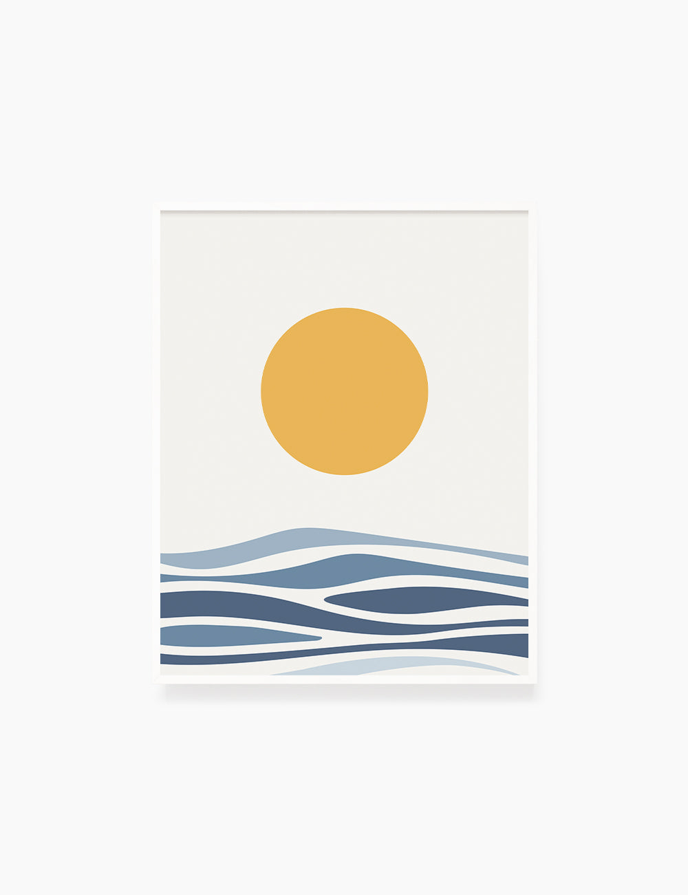 SUN OVER THE BLUE OCEAN LANDSCAPE. BOHO ART. Minimalist. Abstract. Printable Wall Art Illustration. - PAPER MOON Art & Design