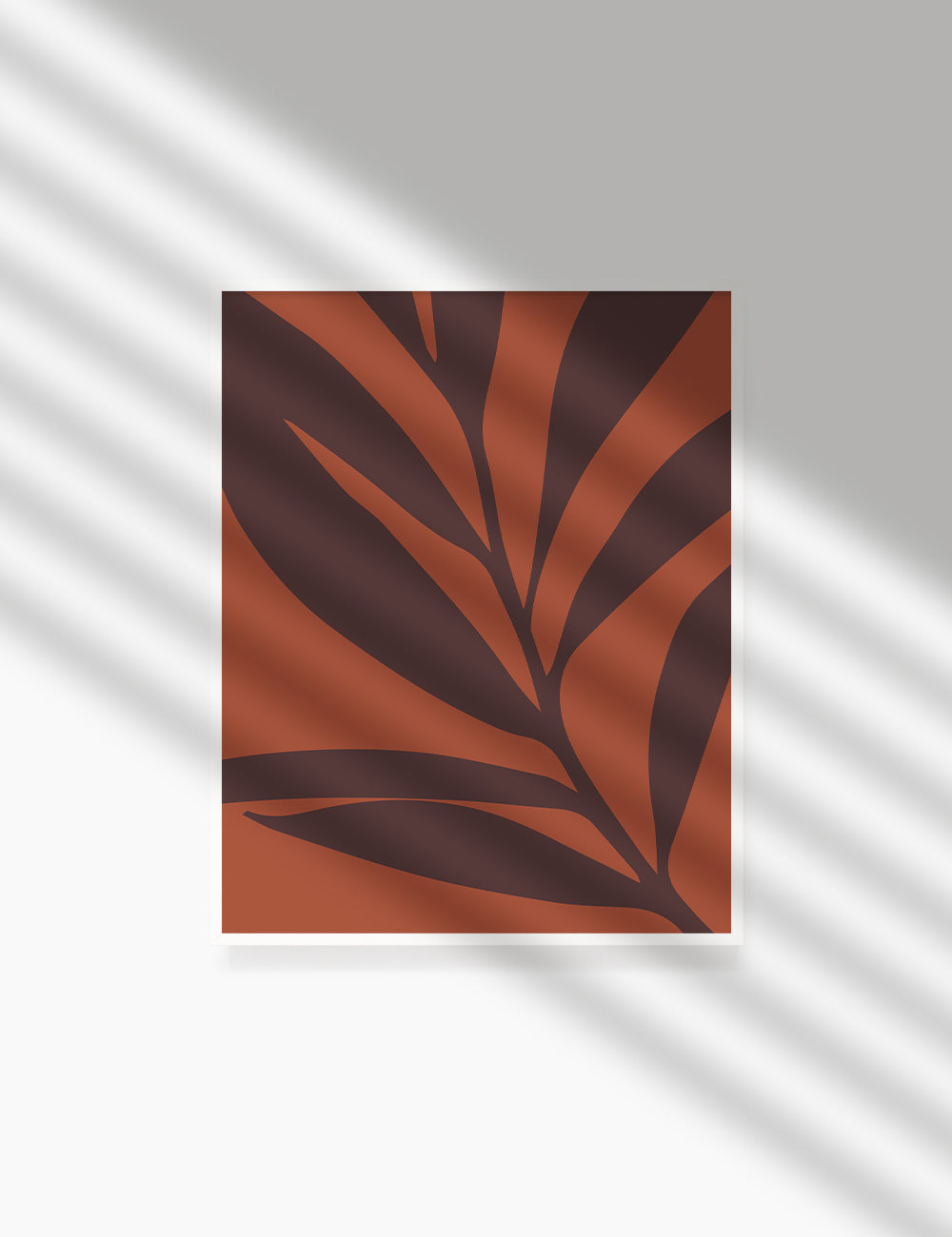 LEAF. MINIMALIST BOTANICAL BOHO ART. BURNT ORANGE, BROWN. Printable Wall Art Illustration. - PAPER MOON Art & Design