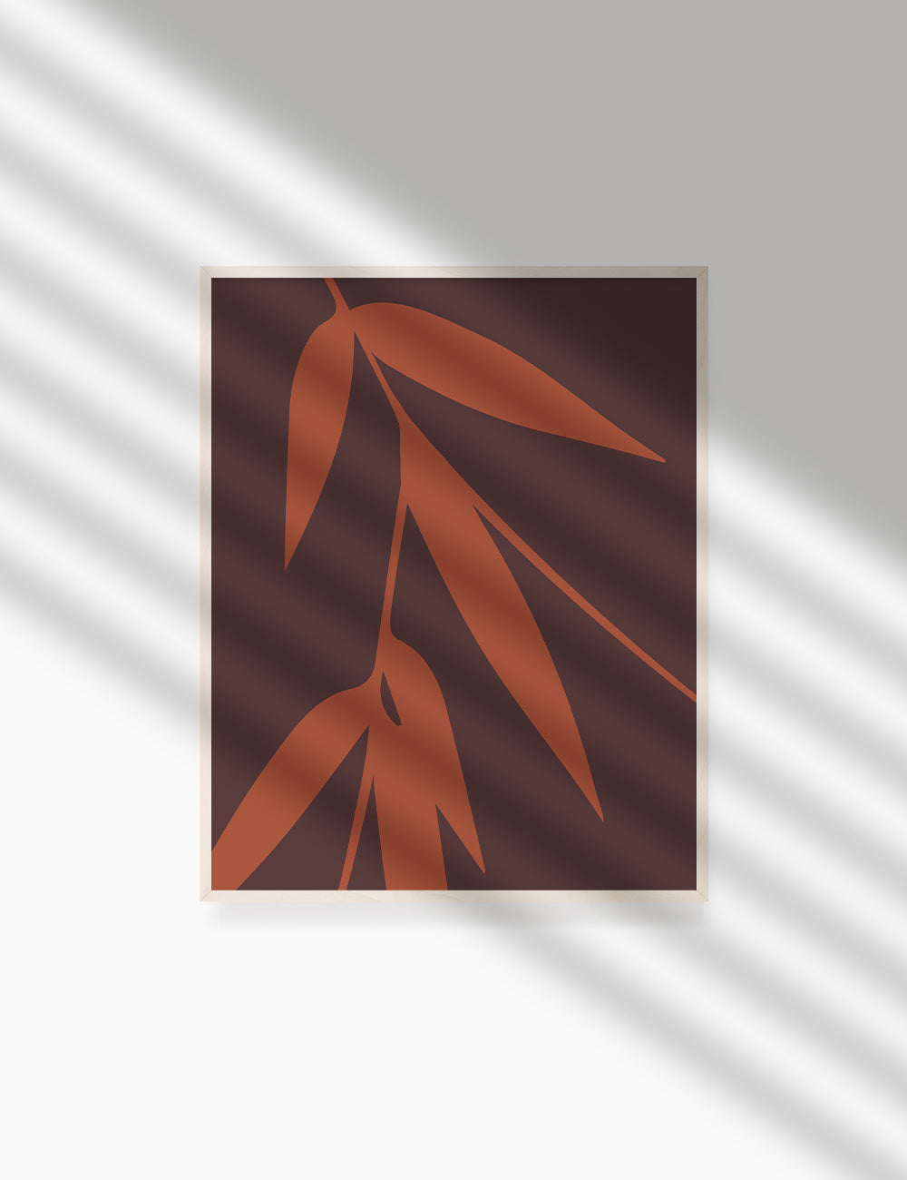 BAMBOO LEAVES. MINIMALIST BOTANICAL BOHO ART. BURNT ORANGE, BROWN. Printable Wall Art Illustration. - PAPER MOON Art & Design