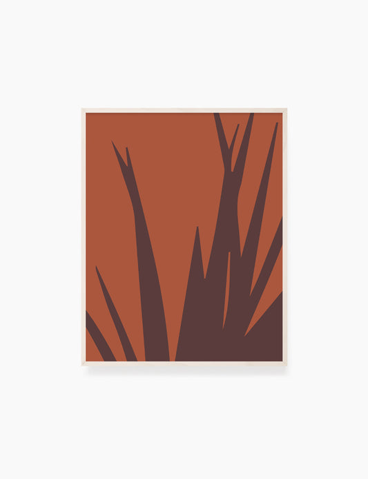 LEAVES. GRASS. MINIMALIST BOTANICAL BOHO ART. BURNT ORANGE, BROWN. Printable Wall Art Illustration.