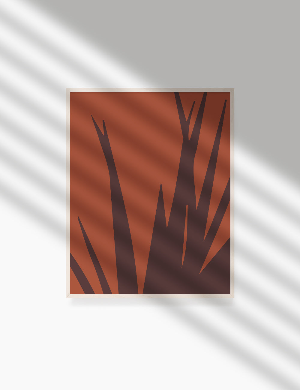 LEAVES. GRASS. MINIMALIST BOTANICAL BOHO ART. BURNT ORANGE, BROWN. Printable Wall Art Illustration.