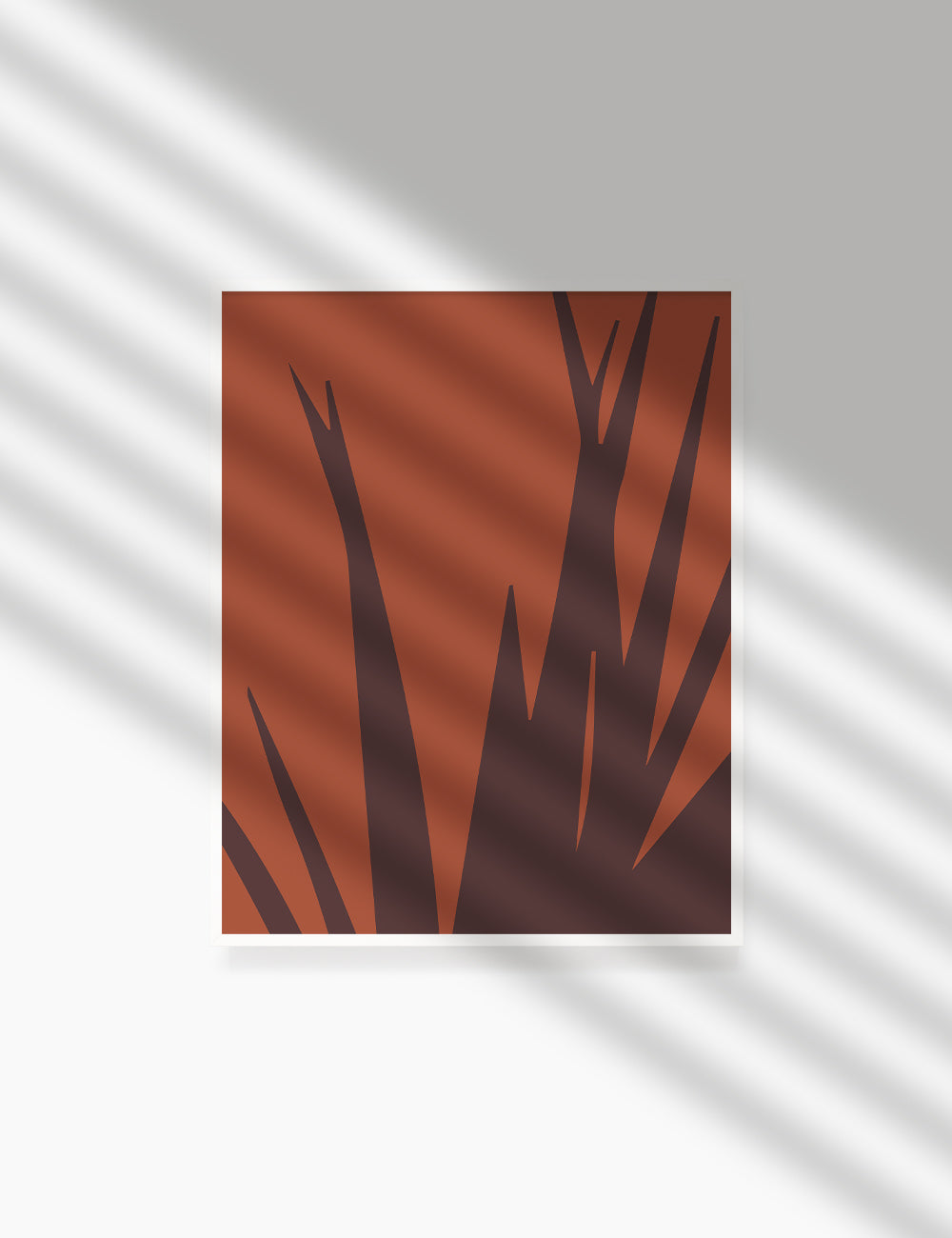 LEAVES. GRASS. MINIMALIST BOTANICAL BOHO ART. BURNT ORANGE, BROWN. Printable Wall Art Illustration.