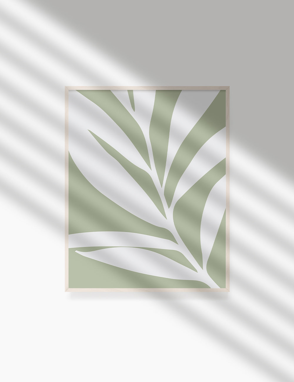 LEAF. MINIMALIST BOTANICAL BOHO ART. GREEN. Minimal Aesthetic. Clean Design. Printable Wall Art Illustration. - PAPER MOON Art & Design