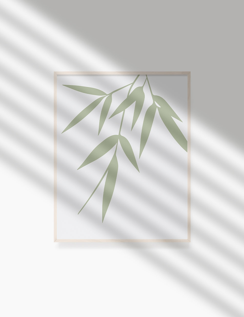 BAMBOO LEAVES. MINIMALIST BOTANICAL BOHO ART. GREEN. Minimal Aesthetic. Clean Design. Printable Wall Art Illustration. - PAPER MOON Art & Design