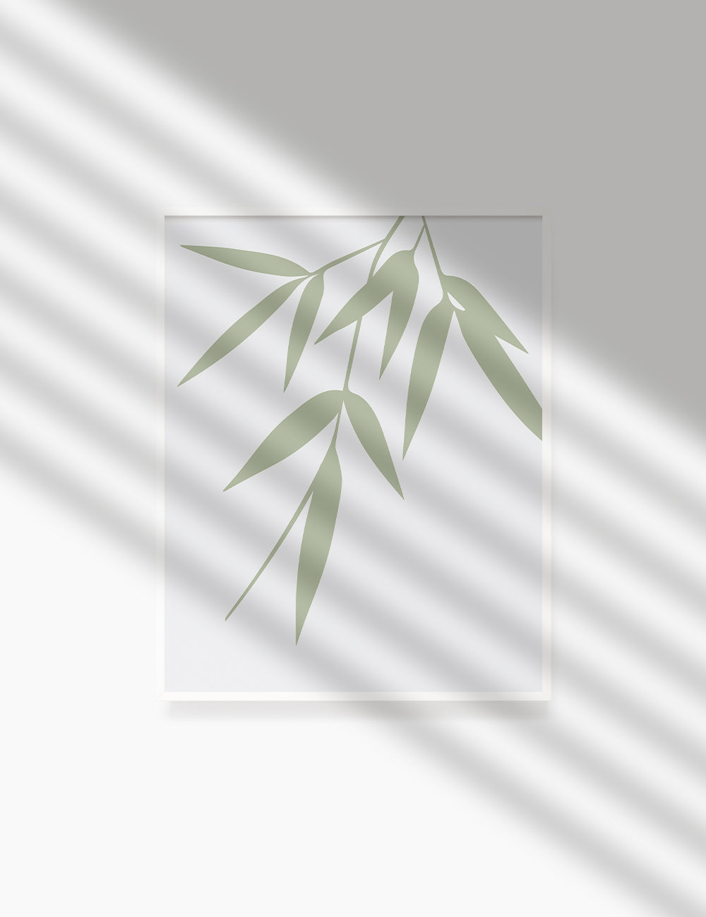 BAMBOO LEAVES. MINIMALIST BOTANICAL BOHO ART. GREEN. Minimal Aesthetic. Clean Design. Printable Wall Art Illustration. - PAPER MOON Art & Design