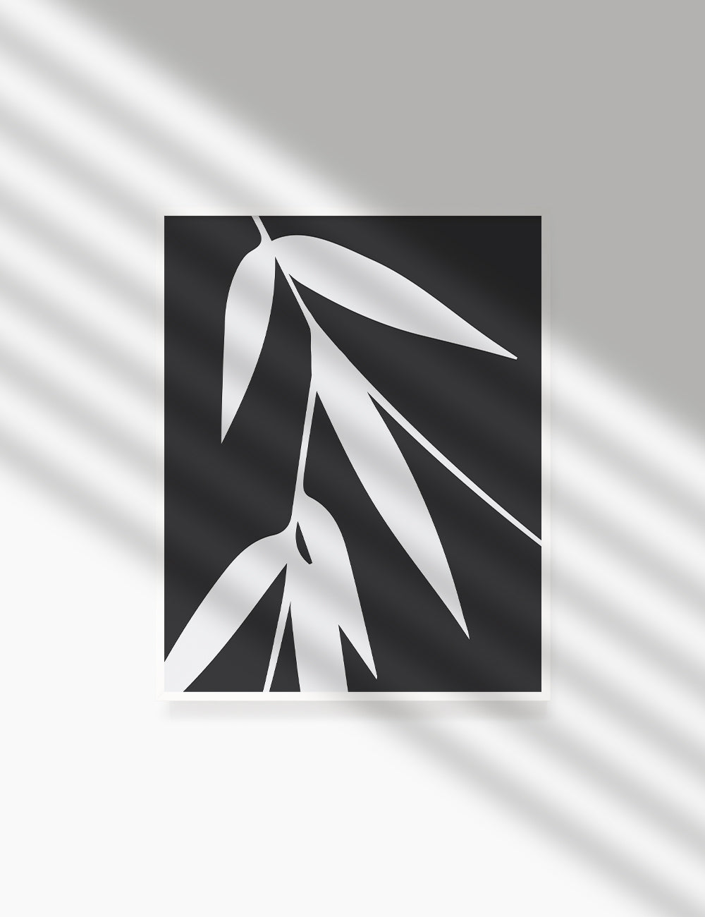 BAMBOO LEAVES. MINIMALIST BOTANICAL BOHO ART. BLACK AND WHITE. Minimal Aesthetic. Clean Design. Printable Wall Art Illustration. - PAPER MOON Art & Design