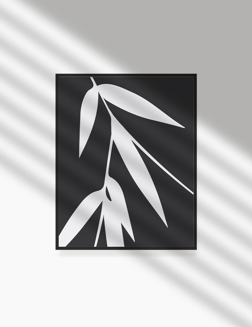 BAMBOO LEAVES. MINIMALIST BOTANICAL BOHO ART. BLACK AND WHITE. Minimal Aesthetic. Clean Design. Printable Wall Art Illustration. - PAPER MOON Art & Design