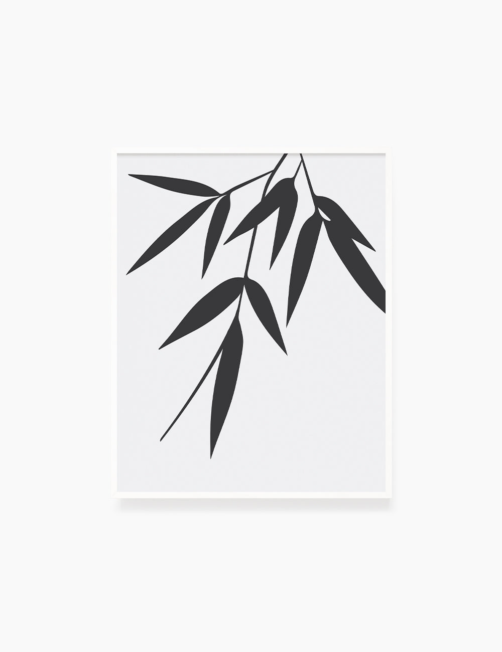 BAMBOO LEAVES. MINIMALIST BOTANICAL BOHO ART. BLACK AND WHITE. Minimal Aesthetic. Clean Design. Printable Wall Art Illustration. - PAPER MOON Art & Design