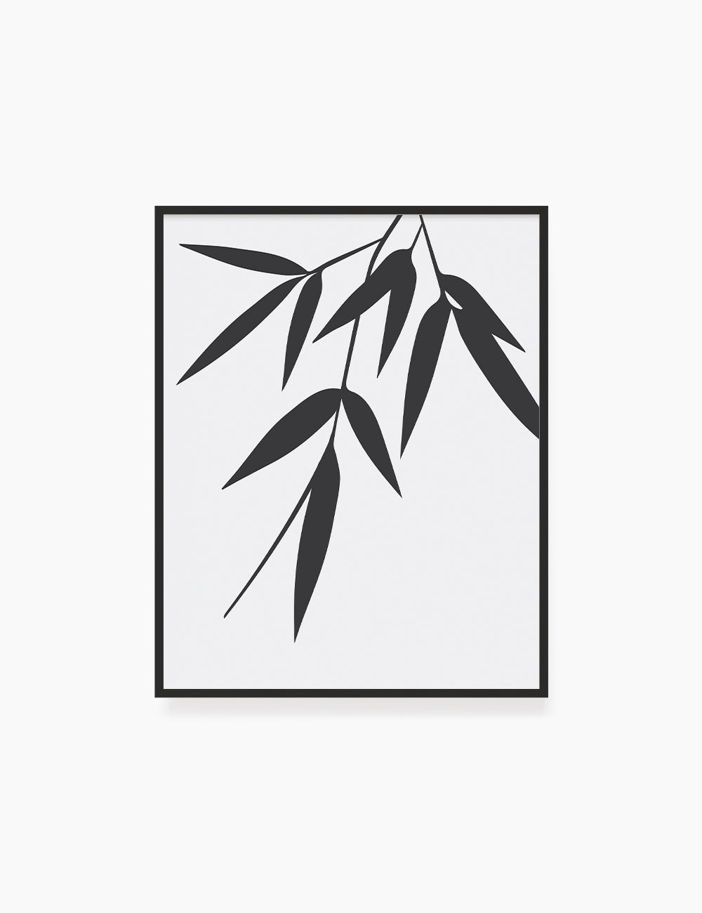 BAMBOO LEAVES. MINIMALIST BOTANICAL BOHO ART. BLACK AND WHITE. Minimal Aesthetic. Clean Design. Printable Wall Art Illustration. - PAPER MOON Art & Design