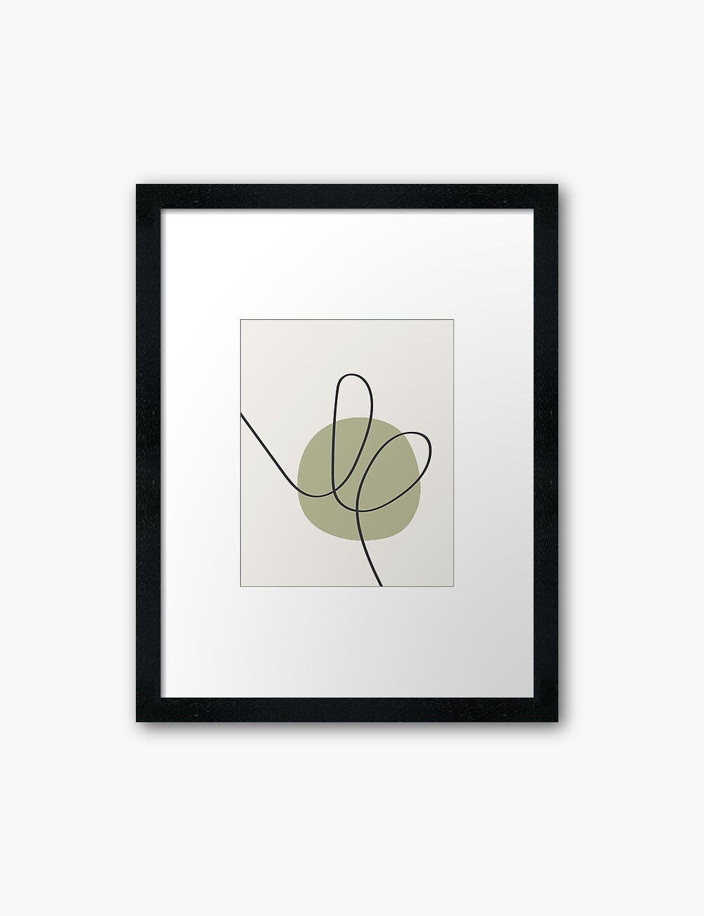 MINIMAL LINE ART. Abstract Heart Shape. Boho Aesthetic. Green. Beige. Black. Printable Wall Art Illustration. - PAPER MOON Art & Design