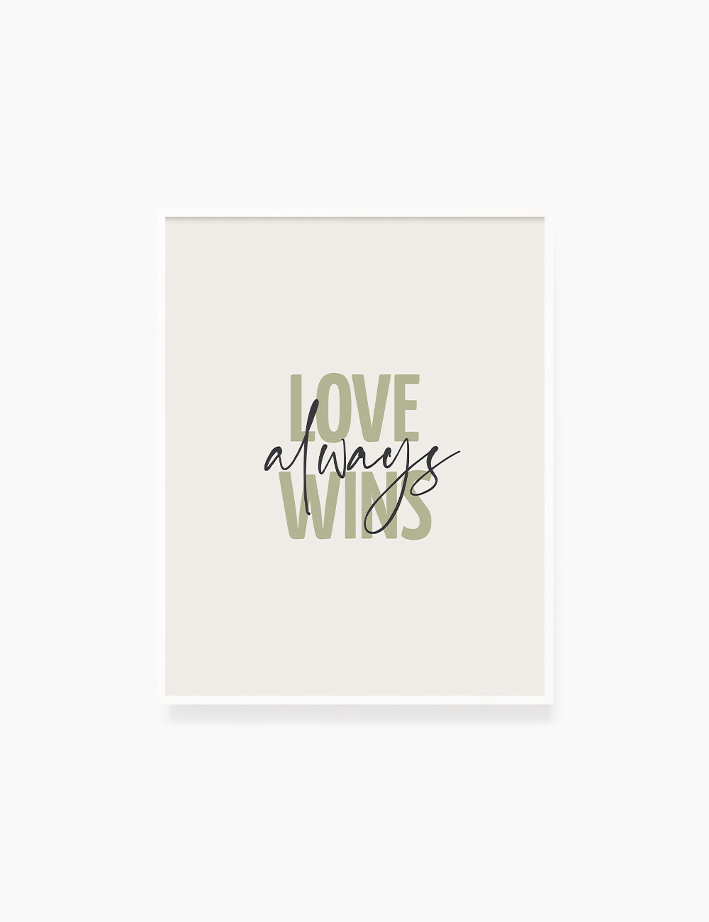 LOVE ALWAYS WINS. Green. Love quote. Romantic words. Printable Wall Art Quote. - PAPER MOON Art & Design