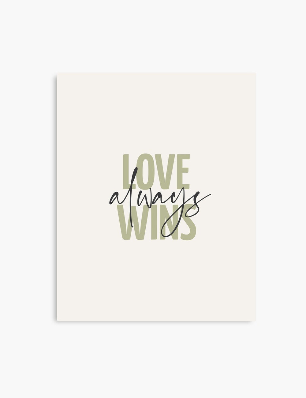 LOVE ALWAYS WINS. Green. Love quote. Romantic words. Printable Wall Art Quote. - PAPER MOON Art & Design